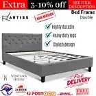 Double Bed Frame Fabric Wooden VANKE Tufted-Button Headboard Bedroom Furniture
