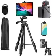 Tripod, Lusweimi 73-Inch Camera Tripod for iPad Pro & iPhone Compatible with Ta