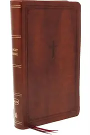 Nkjv Endofverse Reference Bible Personal Size Large Print Leathersoft Brown Red by Thomas Nelson Paperback Book