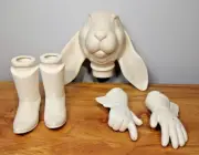 Rabbit Sheriff Doll Set Ready To Paint Ceramic Bisque