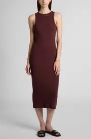 McQueen Rib Body-Con Midi Dress in Burgundy at Nordstrom, Size 6 Us