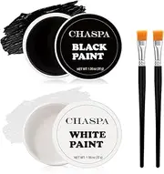 CHASPA Face Paint Black + White Clown Makeup Face Body Paint Set, High Pigment Professional Oil-Based Cosmetic Paint for Halloween SFX Makeup Costume Multiple Uses(60g/2.11 oz)