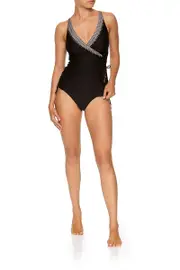 WRAP FRONT TANKINI TOP BLACK