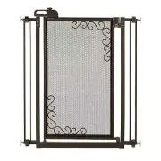 Tall One-Touch Metal Mesh Pet Gate in Antique Bronze