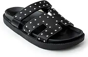 [RF ROOM OF FASHION] Women's Low Stacked Heel Backless Slip On Loafer Slides Mule Flats