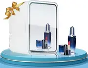 8L Mirrored Skincare Fridge with LED Light, AC/DC Portable Personal Mini Fridge with Mirror for Makeup & Skincares & Baby Feeding, Compact Desktop Fridge for Bedroom, Car