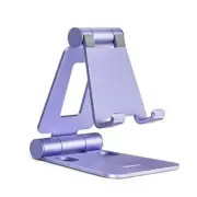 Dual Folding Cell Phone Stand, Fully Adjustable Foldable Desktop E-Purple