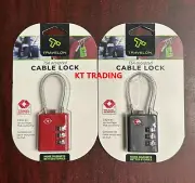 TRAVELON® TSA-Accepted Luggage Flexible 3-DIAL Zinc Alloy COMBINATION CABLE LOCK
