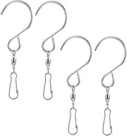 Versatile Outdoor Garden Hooks 4 Stainless Steel Swivel Hooks for Hanging Bird Feeders Wind Spinners and Lanterns
