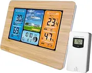 YaSao FJ3373 Multifunction Digital Weather Station LCD Alarm Clock Indoor Outdoor Weather Forecast Barometer Thermometer Hygrometer with Wireless Outdoor Sensor USB Power Cord