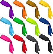 [Civaner] 12 Pack Head Tie Headbands for Men Women Ninja Karate Headbands Adjustable Elastic Bandana Sweatbands Athletic Hair Wrap Bands for Sports Tennis Basketball Running Workout