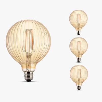 Light Bulbs, 4W Dimmable Decorative Large Unique Amber Globe G125 Edison LED ...