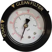 2" Dry and Utility Pressure Gauge 0-60 PSI Replacement for Pool/Spa/Aquarium Valve Filters 1/4" NPT Center Back Mount, Start and Clean Filter Pressure Gauge