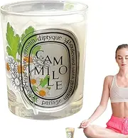 Chamomile Candle, 190g Strong Scented Candles, 3.15x3.15x3.94 Inches Long Lasting & Strong Scent, Yoga Fragrance Accessories for Girlfriend, Mother, and All Womens