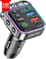 Bluetooth 5.3 FM Transmitter Car Adapter PD30W QC3.0 Fast Charger Hi Fi Calling