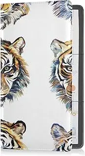 Premium Leather Car Registration and Insurance Card Holder Men Women Glove Box Compartment Organizer for Driver Auto Owners Trailer Motorcycle Boat Art Tigers