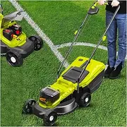 Electric Cordless Lawnmower, 1600W Walk-Behind Lawn Mower with 2X 4.0Ah Battery, 45L Large Grass Box, 3400rpm, 32cm Cutting Width, 30/50/70mm 3 Adjustable Cutting Heights