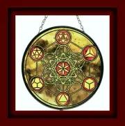 METATRON'S CUBE SUNCATCHER, Stained Glass Suncatcher, Sacred Geometry Suncatcher