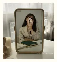 在飛比找樂天市場購物網優惠-化妝鏡韓國ins網紅實木化妝鏡臺式單面鏡簡約鏡子創意梳妝鏡宿