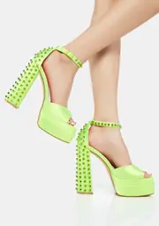 [AZALEA WANG] Neon Green Reggie Platform Heels