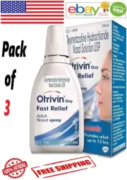 3x Otrivin Adult Nasal Spray Drops Relief from Blocked Nose 10ml. Each FREE SHIP