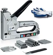 DEWBIN Upholstery Staple Gun Heavy Duty, 4 in 1 Stapler Gun with 1600 Staples, Remover, Manual Brad Nailer Power Adjustment Stapler Gun for Wood, Upholstery, Carpentry, Decoration DIY Staple Gun