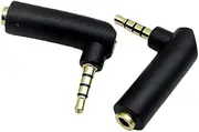 3.5mm Angle Male to Female Audio Adapter, 90 Degree Right Angle Gold-Plated TRS Stereo Jack Plug AUX Connector Compatible with Headset, Tablets, MP3 Players, Speakers(2 Pack)
