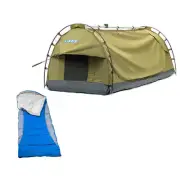 Adventure Kings Deluxe Single Swag Portable Camping Tent + Hooded Sleeping Bag