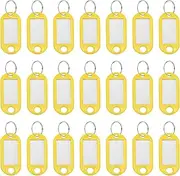 uxcell Plastic Key Tags with Split Ring Label Window Identifiers ID Keychain Tags, 4.7x2mm Fit for Name Luggage (50Pcs, Yellow)