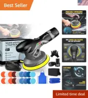All-in-One Cordless Car Buffer Polisher Set with 2pcs Batteries & Accessories