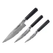 Samura DAMASCUS Set of 3 Kitchen Knives IN A GIFT BOX: Paring Knife Utility Knife Chef's Knife