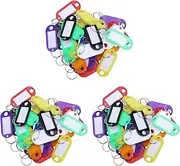 Mellisso 96X Multi-Colors Plastic Key Fob ID Tags Luggage ID Labels with Split Ring Keyring