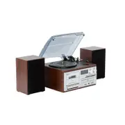 Lenoxx Audio Home Entertainment CD/Cassette/Vinyl Wireless Streaming Player (Brown)