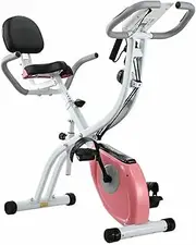 [GENKI] 3 In 1 Folding Exercise Bike, Upright X-Bike Magnetic Bicycle Trainer Recumbent Cycling Machine w/Air Resistance Band Backrest LCD Home Gym Fitness