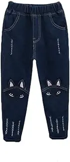 [Generic] Fashion Jeans for Grils Pattern Leisure Style Trendy Breathable Soft Fit Elasticity Comfy Fashion Toddler Trousers