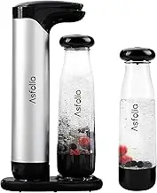 Sparkling Water Maker, Carbonates Any Drinks, Soda Maker with 2x 1L Carbonating Bottles, Compatible 60L CO2 Cylinders (Not Included), Enhances Flavor, Easy-to-Clean Soda Machine (Silver)