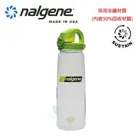 在飛比找Yahoo奇摩購物中心優惠-美國Nalgene 650cc OTF運動型水壼 透明/綠蓋