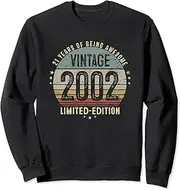 [X.Style] Vintage 2002 Funny 21 Years Old 21st Birthday Him Her Sweatshirt ds1800 Sweater (XL) Black