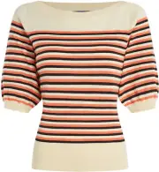 King Louie »IWY PRESTON STRIPE« STREIFEN Halbarm STRICKSHIRT - Orange Rockabilly