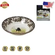 Charming Black Labrador Cereal Bowl - 8” Earthenware, Woodland Floral Design