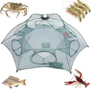 4/6/8/10 Hole Automatic Fishing Trap Portable Folding Fishing Net Fish Shrimp Minnow Crab Mesh Trap Cage Multicolor 6 Holes