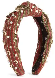 Lele Sadoughi Embellished Woven Headband - Pink ONE SIZE