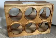 Vintage Mid-Century Modern Wine Rack Acacia Wood Table Top Compact Display 2 Way
