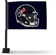 Rico Industries NFL Football Houston Texans Helmet Blue Double Sided Car Flag with Black Pole - 16" x 19" - Strong Pole that Hooks Onto Car/Truck/Automobile