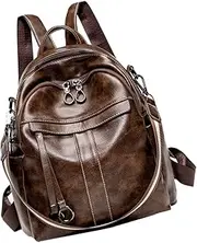 [BESPORTBLE] Retro Oil Wax Knapsack Fashion Anti-Theft Shoulder Bag Zipper Backpack Schoolbag Bookbag Travel Bag Dark Size s