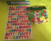 123 Foam Alphabet Letter Stickers and 190 Geometric Shape Foam Stickers - New