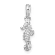 Sterling Silver De-Ani Rhodium-Plated Polished 3D Mini Seahorse Pendant