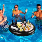 Inflatable PVC Tray Porous Coaster Water Mat Portable Drink Holder Cup Holder