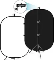 NEEWER 5x7ft/1.5x2m Chromakey Black Backdrop White Backdrop 2 in 1 Double Sided Pop Up Collapsible Backdrop with Support Stand, Foldable Panel for Photo and Video Shooting, Live Streaming, Gaming