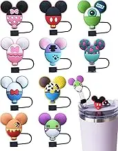 10PCS Funny Straw Cover Cap Compatible with Stanley for 30&40 Oz Cup 10 mm Drinking Straw Topper, Reusable Silicone Straw Covers, Cute Trumbler Cup Accessories (Mouse-1)